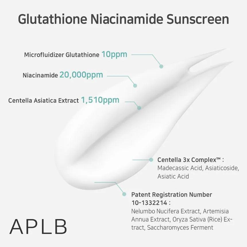 Kbeauty Glass Skin APLB Glutathione Niacinamide Sunscreen 40ml 