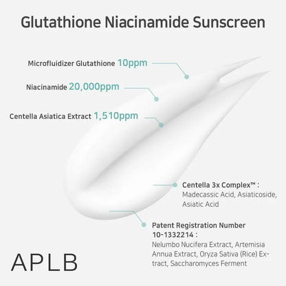 Kbeauty Glass Skin APLB Glutathione Niacinamide Sunscreen 40ml 