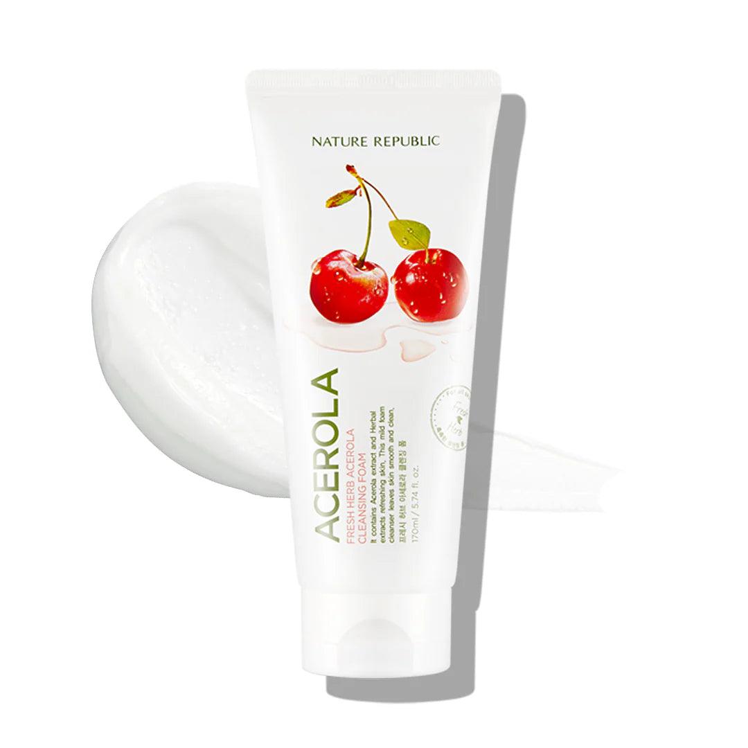 Kbeauty Glass Skin Nature Republic Fresh Herb Acerola Cleansing Foam 