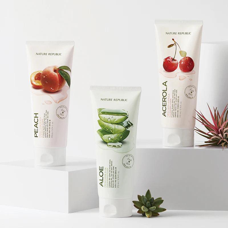 Kbeauty Glass Skin Nature Republic Fresh Herb Acerola Cleansing Foam 