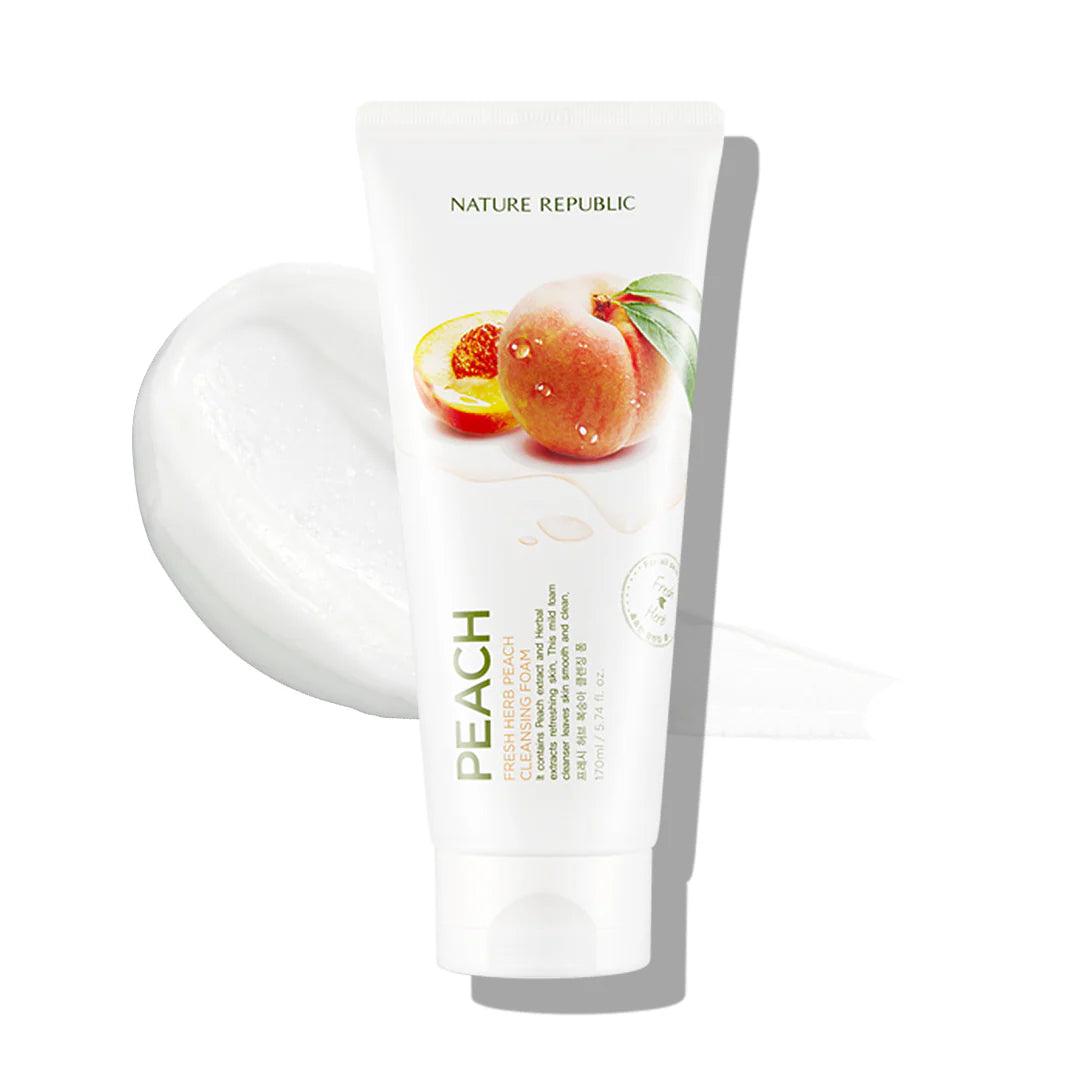 Kbeauty Glass Skin Nature Republic Fresh Herb Peach Cleansing Foam 