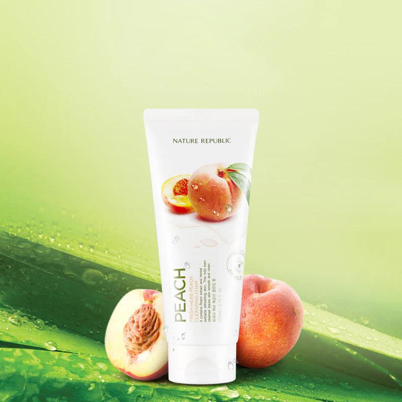 Kbeauty Glass Skin Nature Republic Fresh Herb Peach Cleansing Foam 