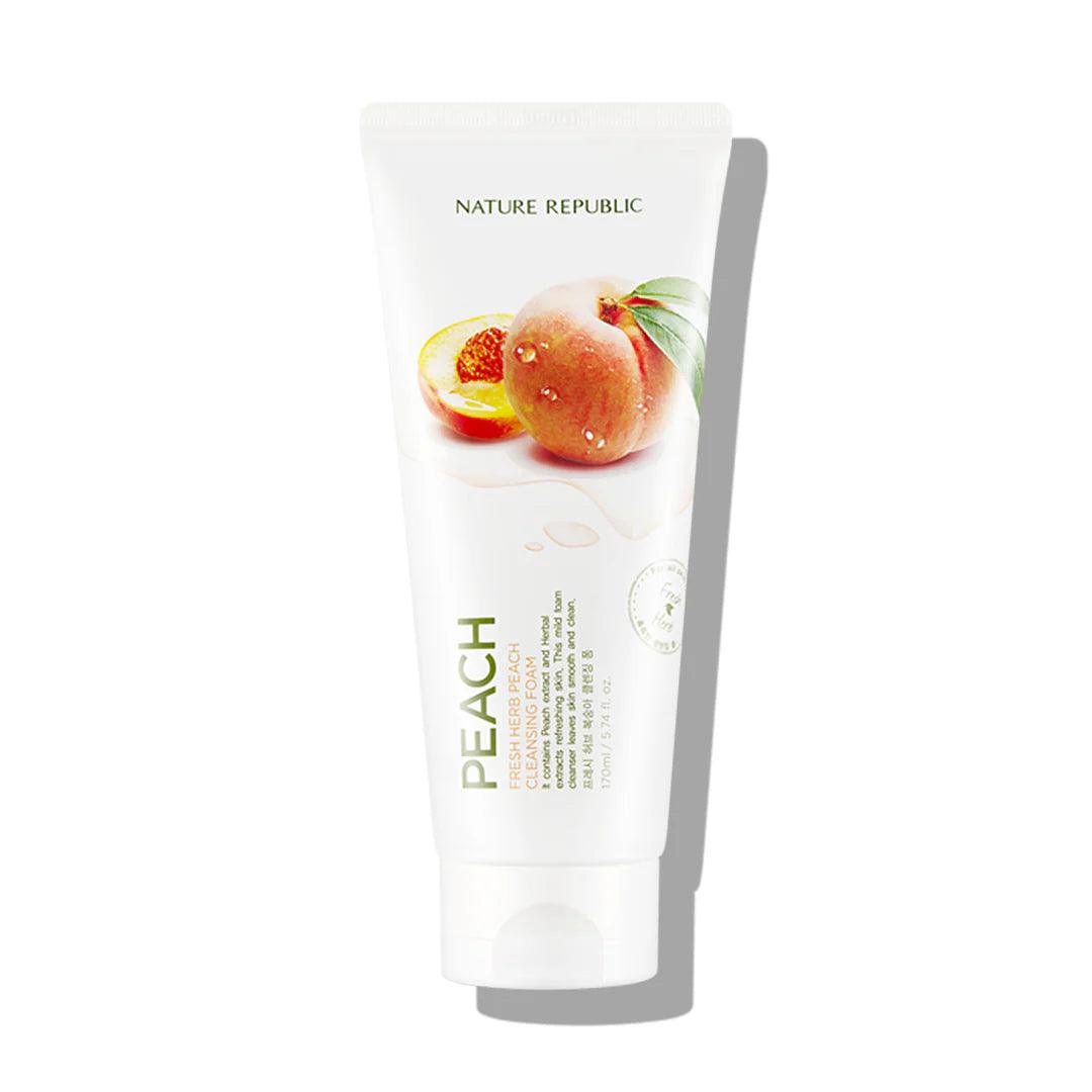 Kbeauty Glass Skin Nature Republic Fresh Herb Peach Cleansing Foam 