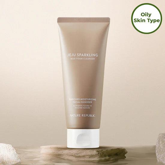 Kbeauty Glass Skin Nature Republic Jeju Sparkling Foam Mud Cleanser 