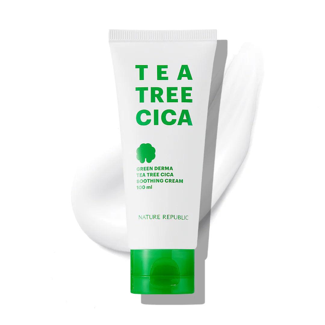 Kbeauty Glass Skin Nature Republic Green Derma Tea Tree Cica Soothing Cream 