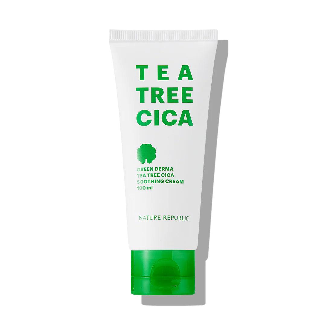 Kbeauty Glass Skin Nature Republic Green Derma Tea Tree Cica Soothing Cream 