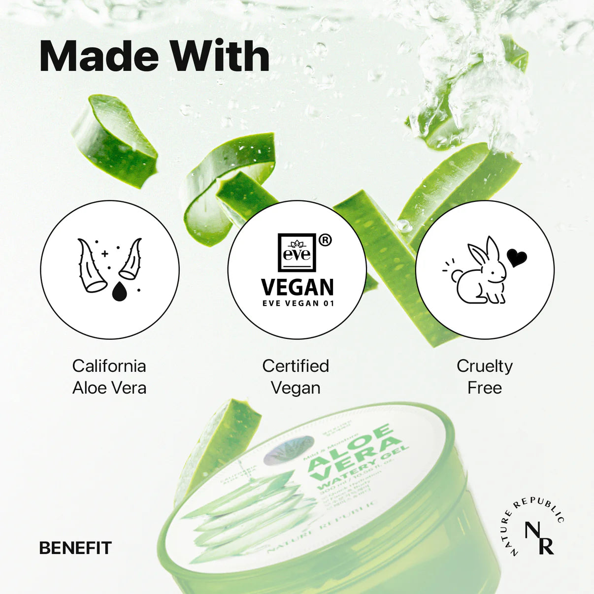 Kbeauty Glass Skin Nature Republic Mild & Moisture Aloe Vera Watery Gel 
