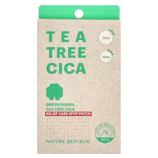 Kbeauty Glass Skin Nature Republic Green Derma Tea Tree Cica Relief Care Spot Patch 