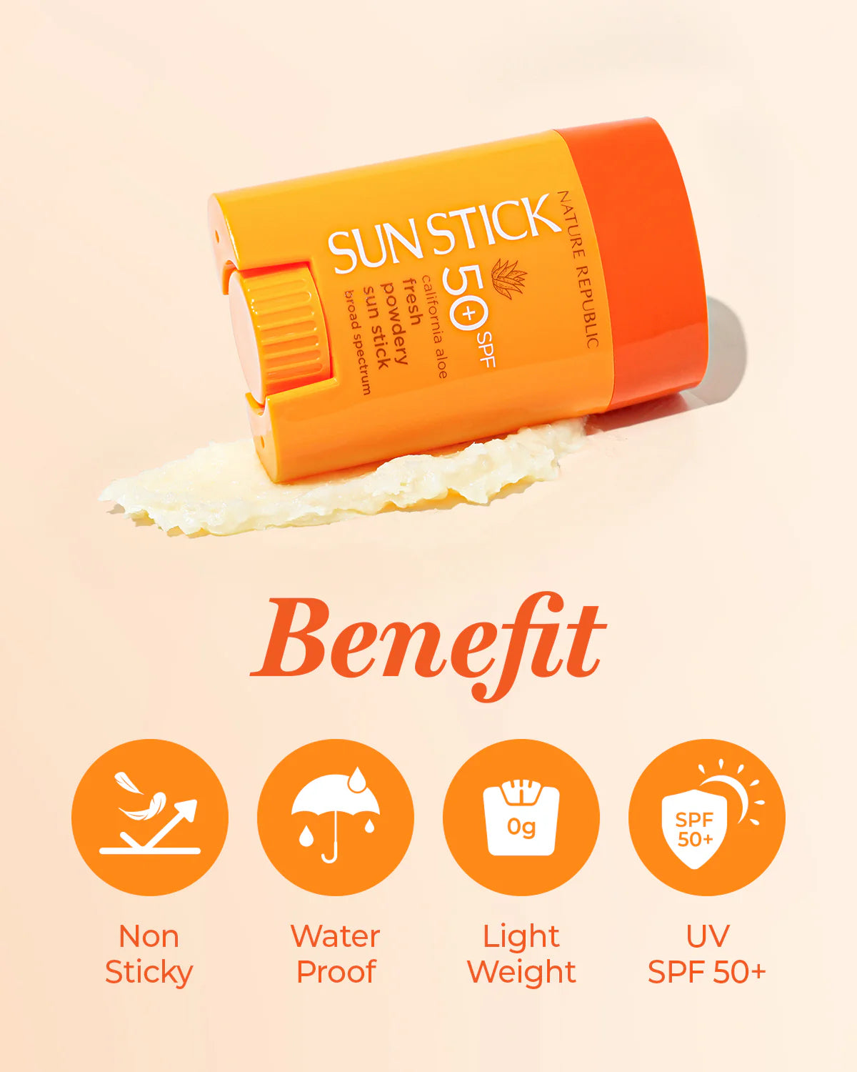 Kbeauty Glass Skin Nature Republic California Aloe Fresh Powdery Sun Stick Broad Spectrum Spf50+ 