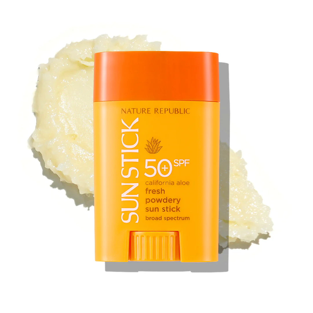Kbeauty Glass Skin Nature Republic California Aloe Fresh Powdery Sun Stick Broad Spectrum Spf50+ 