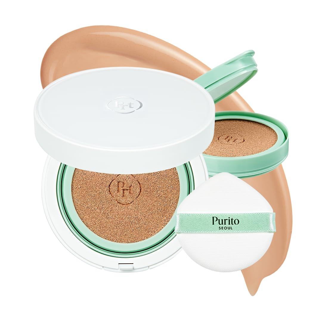 Kbeauty Glass Skin Purito Wonder Releaf Centella Bb Cushion 15g #23 Natural Beige W/ Refill 